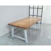 Rustic Solid Wood Industrial Dining Table / Desk / Meeting Table - Chunky Timber / White Steel Legs (A-Frame Legs) - 1.5m (150cm) / 1.8m (180cm) / 2m(200cm) c/w White A-FrameLegs x 2 4-8 Persons - SQUARE EDGE